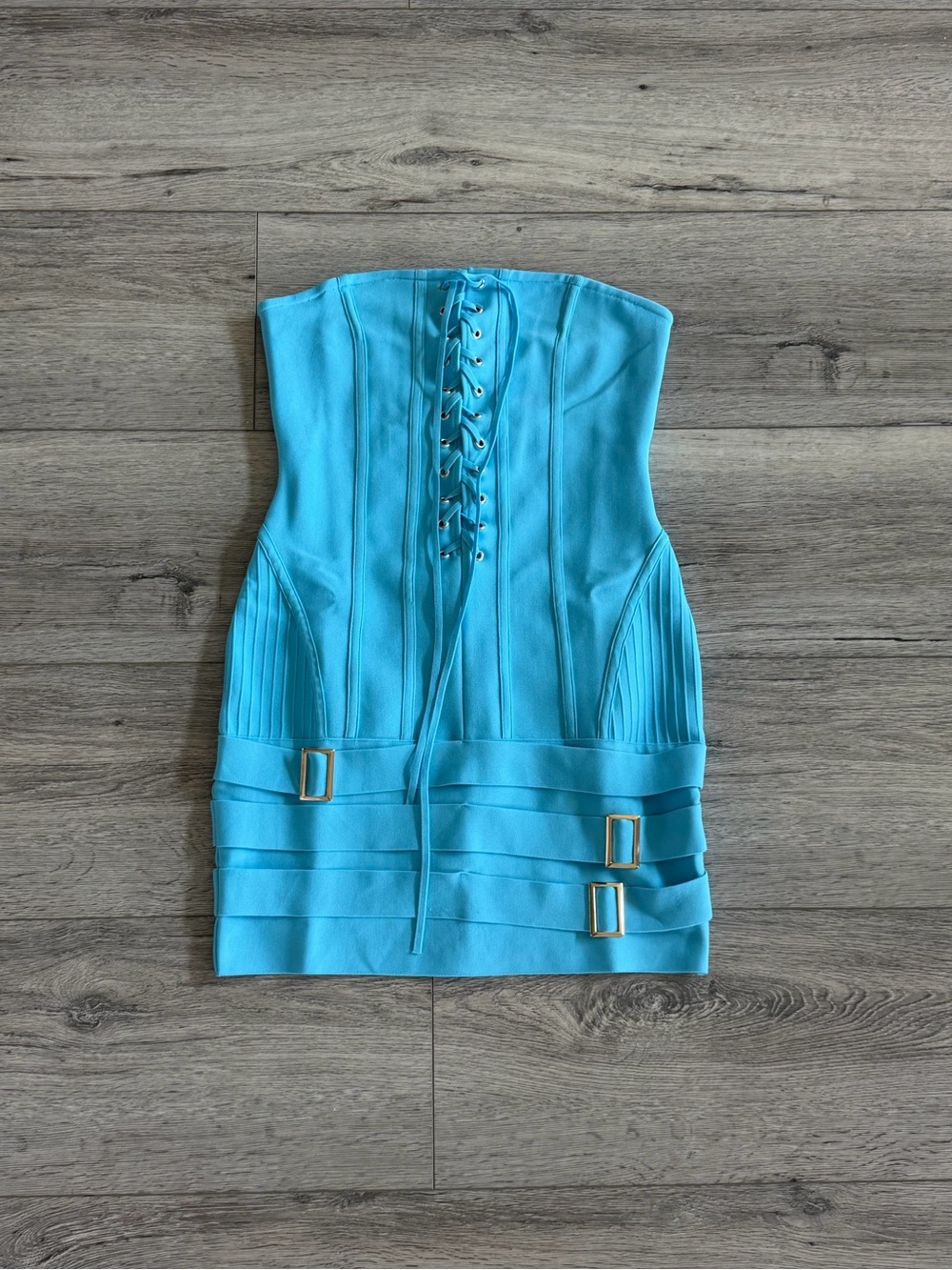 Fashion Nova Blue Bandage Strapless Dress NWT